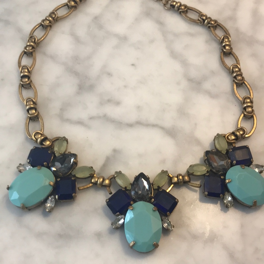 J crew necklace, blue stones